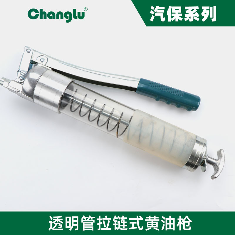长鹿透明款手动黄油枪PC塑料管拉杆单压双压挖掘机械车床注油批发