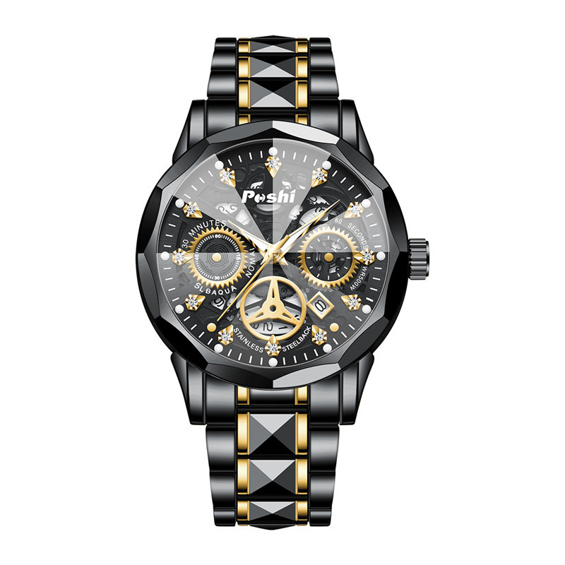 Relojes para hombres de marca de moda, calendario automático, relojes para hombres de negocios, relojes para hombres huecos impermeables luminosos de cuarzo