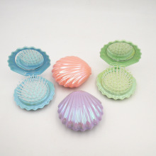 中性电镀贝壳折叠梳按摩气囊美发便捷化妆圆镜梳