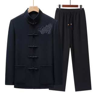 Tang Suit for Middle-Aged and Elderly Men, Birthday, Wedding Banquet, Gift-Giving, Wedding Suit, Grandpa Jacket, Dad Suit, Chinese Style Spring & Fall Suit