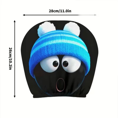 Universal seat cover: Hat-Wearing Expressions, Elastic, Stain-Resistant, Durable - 12-double-sided-printing-1pc-26cm28cm
