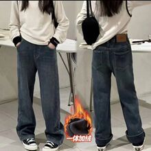 儿童冬季加绒牛仔裤女童中大童休闲时尚一体绒加厚休闲牛仔裤