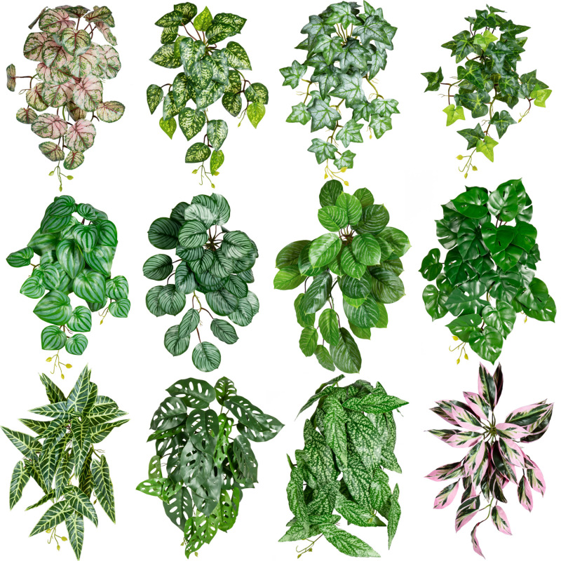 High simulation green big fake leaves vine flowers and plants landscape bionic fern green plant wall fake plant wall decoration ornaments High simulation green big fake leaves vine flowers and plants landscape bionic fern green plant wall fake plant wall decoration ornaments