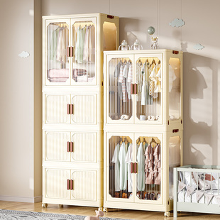 Installation-Free Simple Wardrobe Home Bedroom Children's Folding Storage Cabinet Baby Hanging Small Wardrobe Strong and Durable