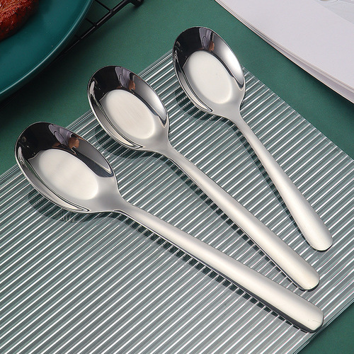 304 stainless steel flat spoon thickened children's eating spoon spoon spoon household golden spoon gift wholesale