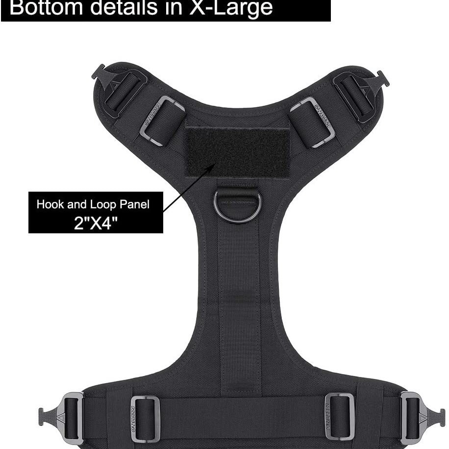 (2개) 금속 버클과 루프 패널 탄성 개 밧줄이있는 손잡이 훈련이있는 전술 개 조끼