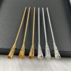 大きいサイズの二重のラッパのかんざしの新しい中国式の古風な歩行のフリンジは透かし彫りのかんざしのdiyのアクセサリの部品をはめ込むことができます。