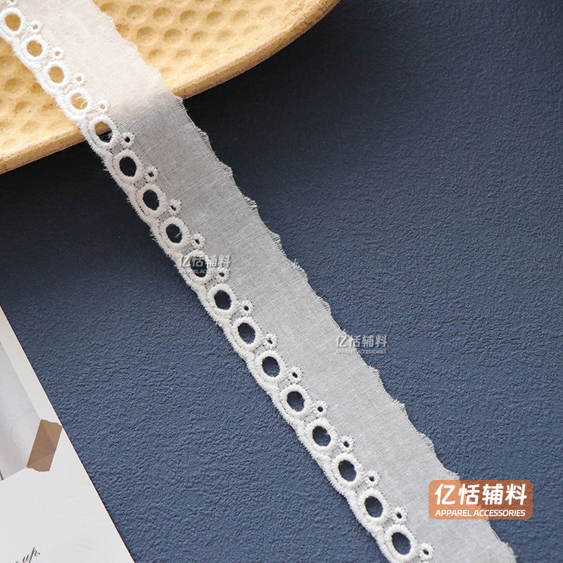 3cm精梭棉布棉线雕孔镂空刺绣窄边花边辅料现货批发裙边服装辅料