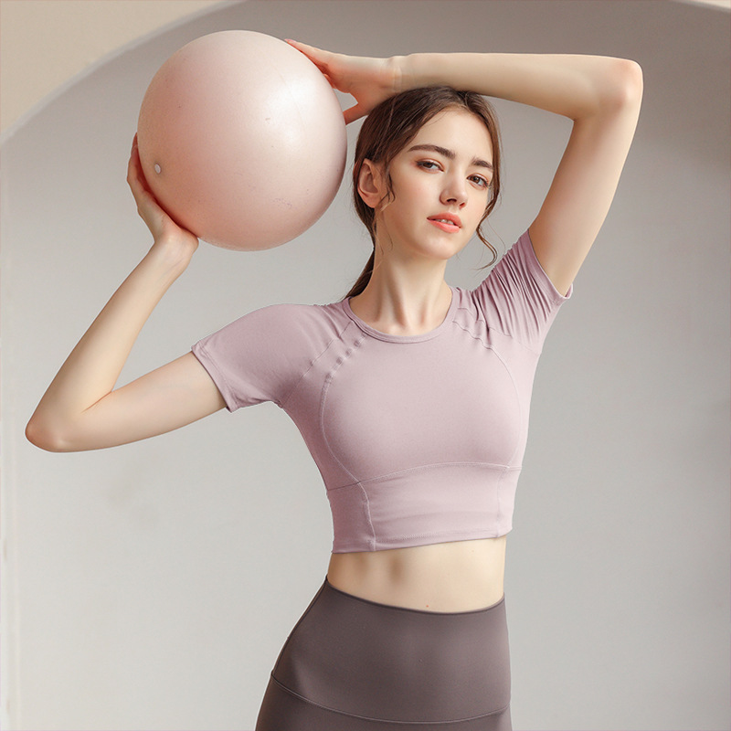 2024 New Summer Yoga Wear Sports Tops Slimming Look Short-Sleeved T-Shirts Outdoor Fitness Running Fitness Clothes