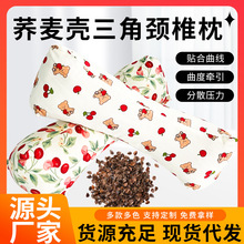 荞麦颈椎枕家用纯棉护颈枕头艾草荞麦壳枕头睡觉三角枕厂家批发