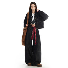 复古时髦牛仔外套女小个子短款2025秋新款防褪色深蓝百搭夹克上衣