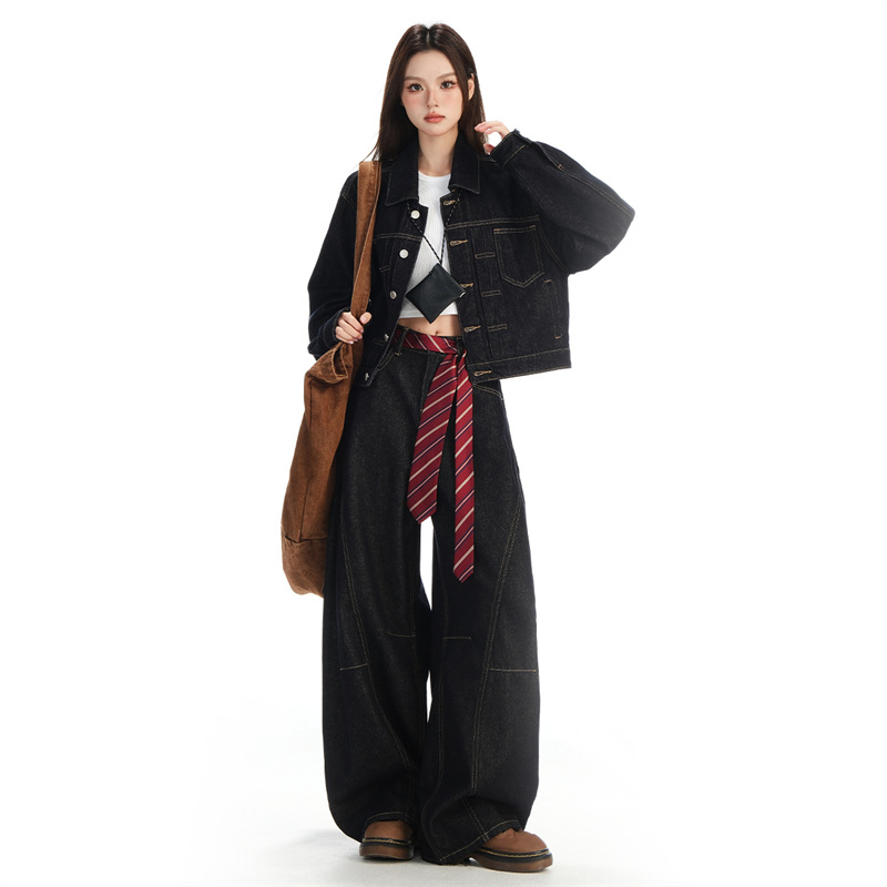 Vintage Fashionable Denim Jacket for Petite Women Short Style 2025 Autumn New Anti-Fade Dark Blue Versatile Jacket Top