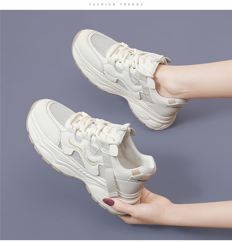 Giày sneaker nữ chunky đế dày lưới thoáng khí mùa xuân hè — 6112 thẻ, 611m màu nâu chi tiết 6