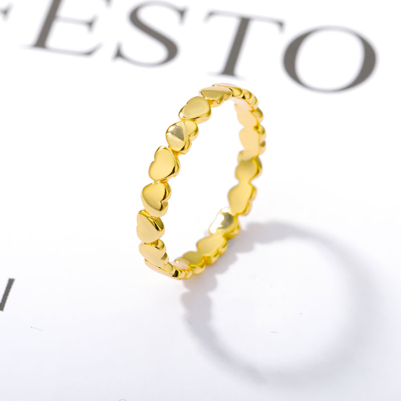 Women'S Gender PVD Coated Real Gold Plated Heart Stainless Steel Simple Style Waterproof Non Tarnish Rings