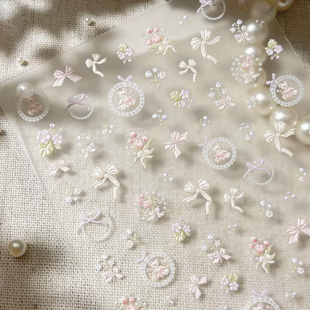 跨境爆款浮雕美甲贴纸春季爆款唯美大学生指甲贴春之桃夭美甲饰品