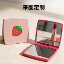 新品折叠简约方形翻盖梳妆台塑料化妆镜可印logo迷你批发随身镜子