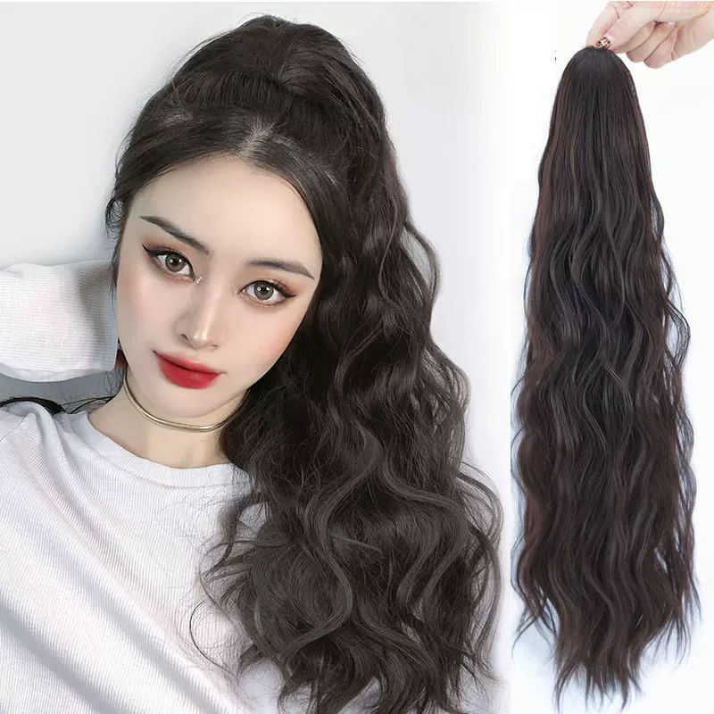 假发女长卷发爪夹假发马尾蓬松玉米烫爪夹绑带马尾辫批发一件代发