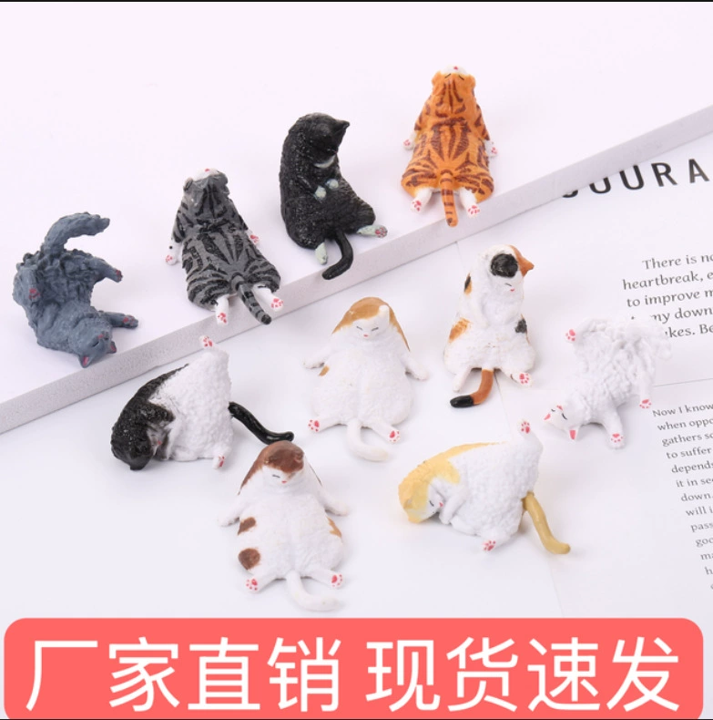 Кросс-бордерный миниатюрный милый котенок из ПВХ, украшение для офисного стола, декоративная модель животного для украшения края