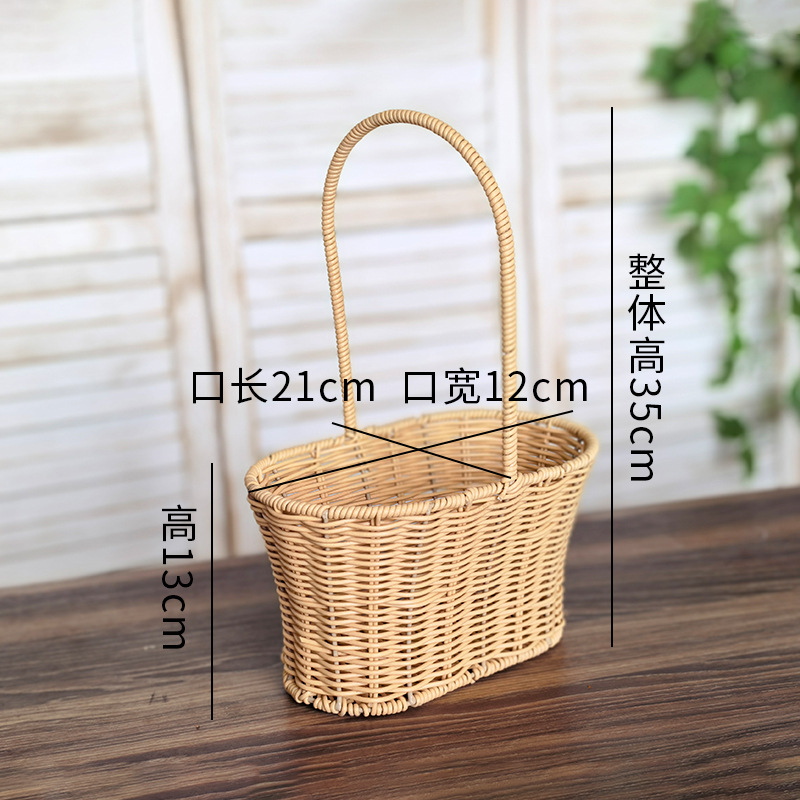 Cesta de Flores Tejida de Plástico Rattan Artesanal para Arreglos Florales y Regalos image 28