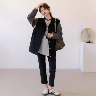 Spring and Autumn Pregnant Women's Wear Korean Fashion Pregnant Women's Vest Loose Mid-length Pregnant Women's Coat Design Vest Top