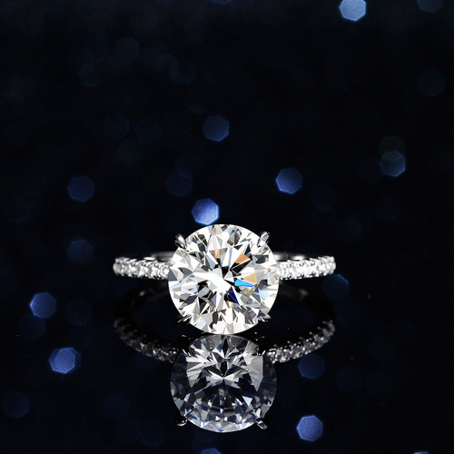 Classic Four-claw S925 Pure Silver Ring with 5 Carat Moissanite Diamond Ring for Women, Dove Egg Wedding Band Live Stream
