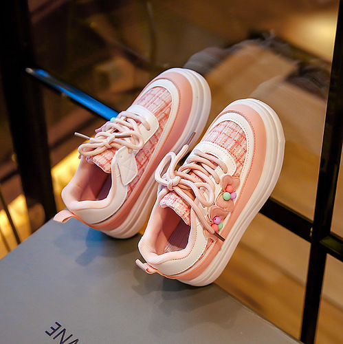 Children's sneakers new style 2024 autumn comfortable flower girls casual shoes student fashion sports shoes children's shoes