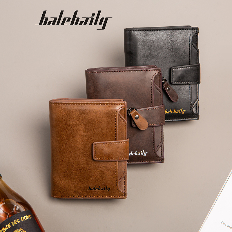 New Men's Vertical Wallet Multi-Functional Multi-Card Slot with Loose-Leaf Trendy Wallet Ticket Holder Document Bag with Zipper