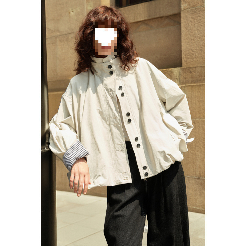[White Noise Jacket] High-End Bud-Shaped Short Jacket for Women 2025 Autum Workwear Loose Work Clothing Top