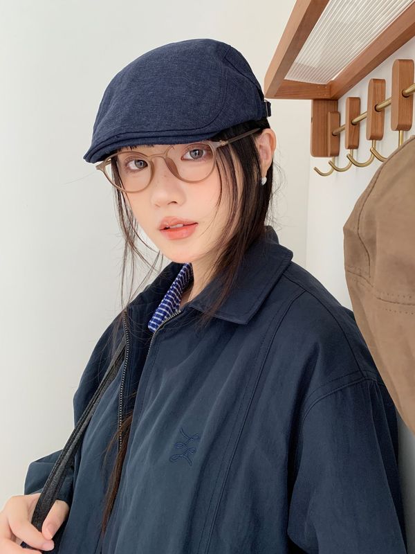 韩版雅痞风前进帽女2025新款文艺显脸小贝雷帽百搭帽子画家报童帽|undefined