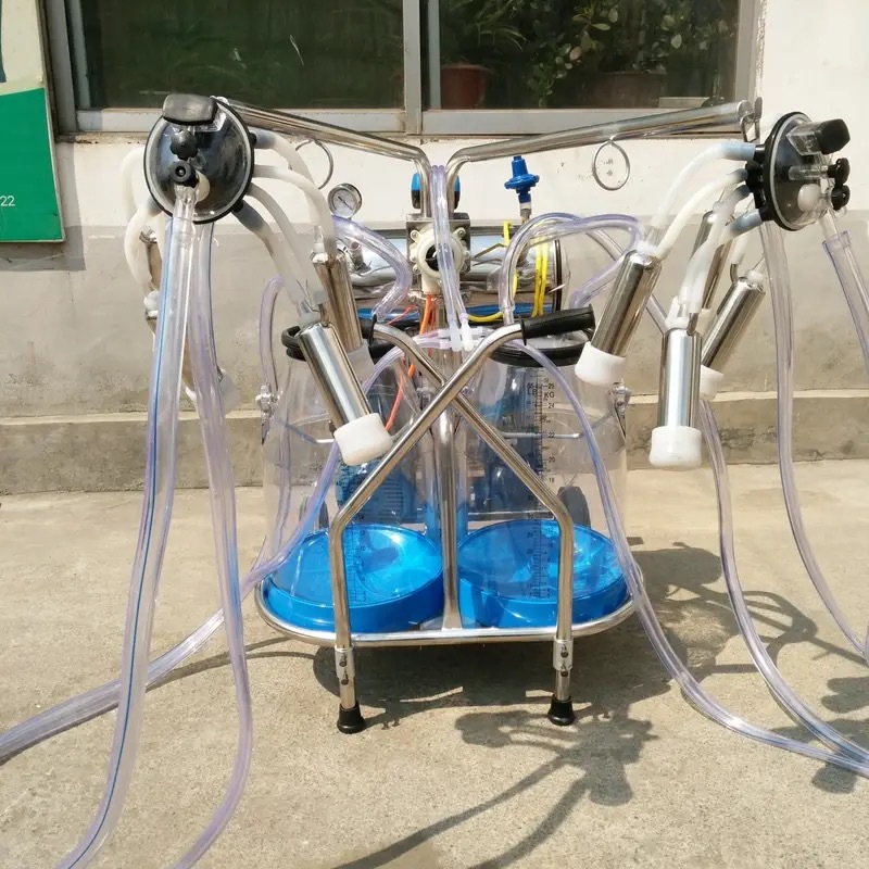 Máquina de ordeño tipo bomba de vacío móvil tipo pistón de cuatro extremos máquina de ordeño de succión de leche equipo de cría para vacas, ovejas y camellos