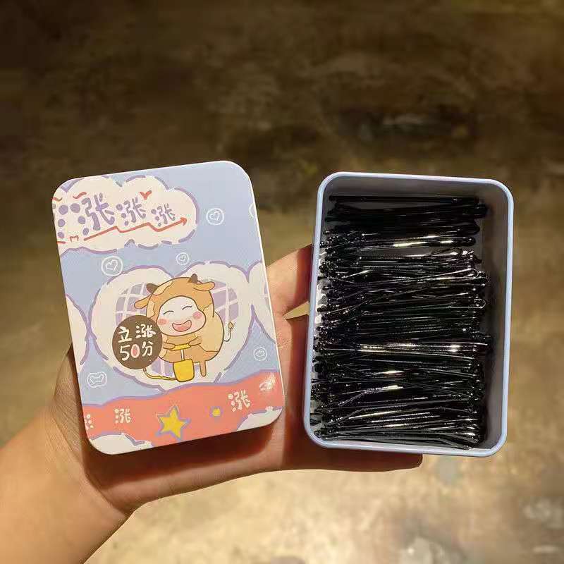 ヘアクリップ一字クリップシンプル黒ヘアクリップ小髪クリップ固定髪飾り女性スチールクリップu型クリップ|undefined