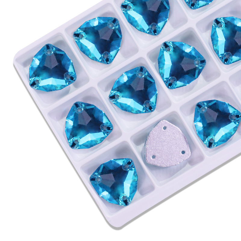 Triángulo gordo plano taladro de costura de mano triángulo gordo de vidrio de botón plano accesorios joyería DIY accesorios de ropa taladro