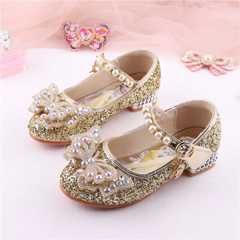 Принцесса Айша обувь корейские детские туфли на высоком каблуке одиночные туфли новые стразы хрустальные туфли студенческие танцевальные туфли серебряные