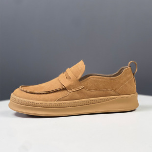 Slip-on Casual Shoes Men's Genuine Leather Breathable Summer Doug Shoes Men's Loafers Leather Shoes Men's Top Layer Cowhide Soft-soled Shoes