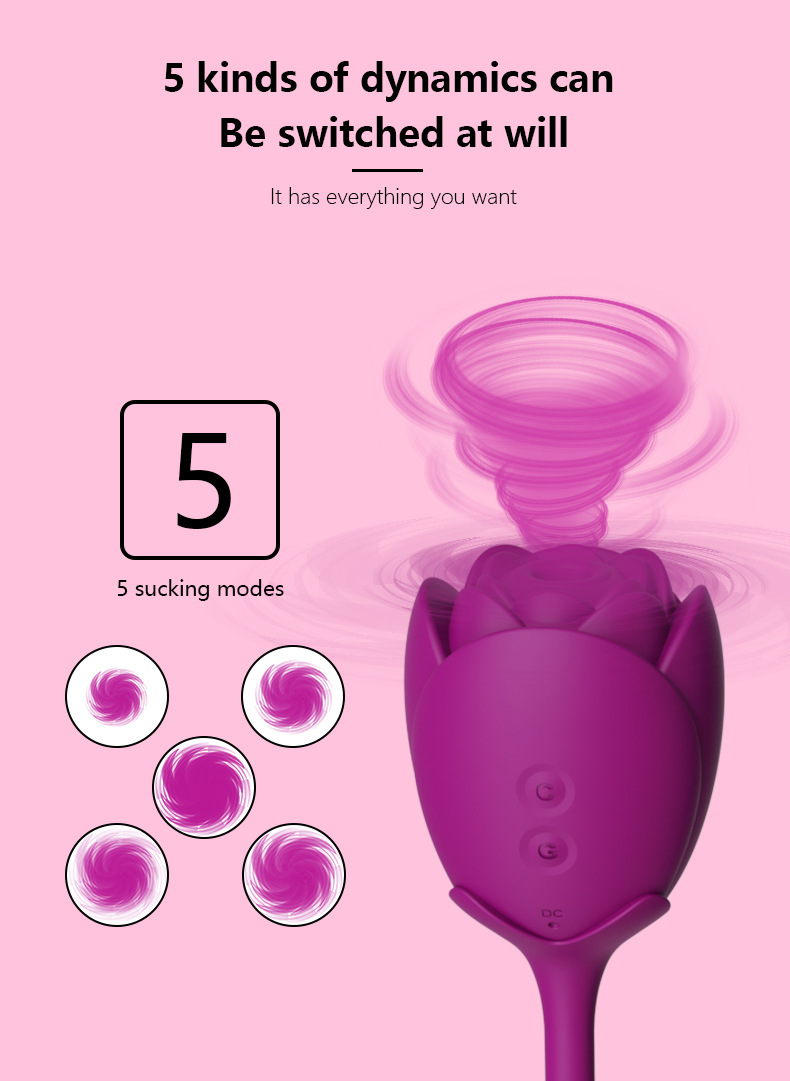 Mysite New Rose Double Head Sucking Egg Skipping Rose Vibrators 14 Rose Vibrator · rose toy with powerful suction