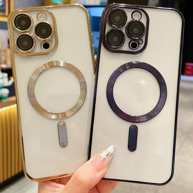 Funda para teléfono iphone16promax 16 transparente 16plus magnético Apple 15 patrón de CD suave 14 nicho 13