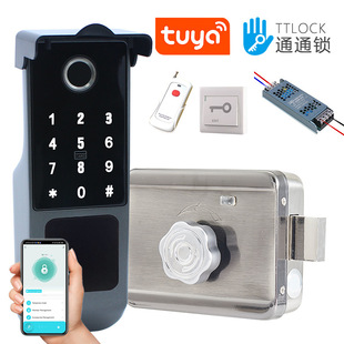 Upgraded Waterproof Exterior Iron Door Fingerprint Lock Outdoor Old-Fashioned Door Tuya Graffiti Smart Dual Fingerprint Apartment Password Lock