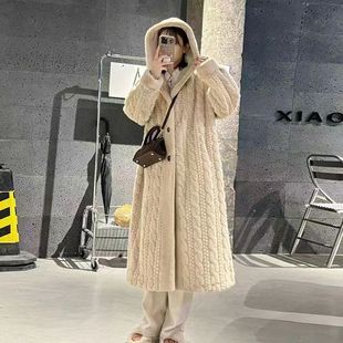 2024 Winter New Thickened Imitation Mink Twist Cardigan Fur One Super Long Fur Coat Women