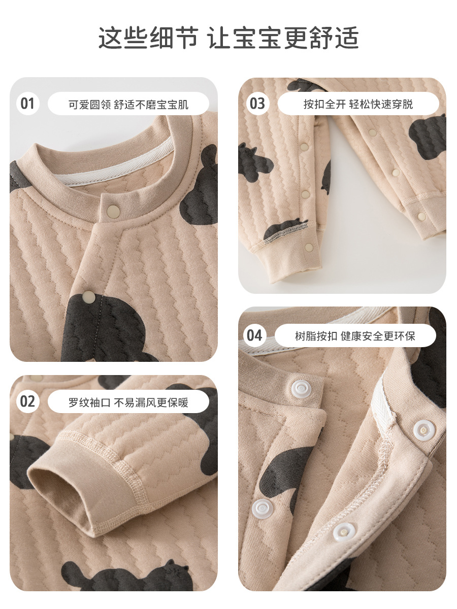 Uniforme de bebé otoño y invierno capa de aire caliente chaqueta para bebés en el hogar ropa de escalada de algodón intercalada ropa caliente