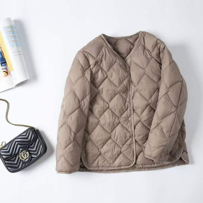 Judas Clothing 2024 Fitting Room Winter New Women's Light Down Jacket V-Neck Casual Jacket Coat