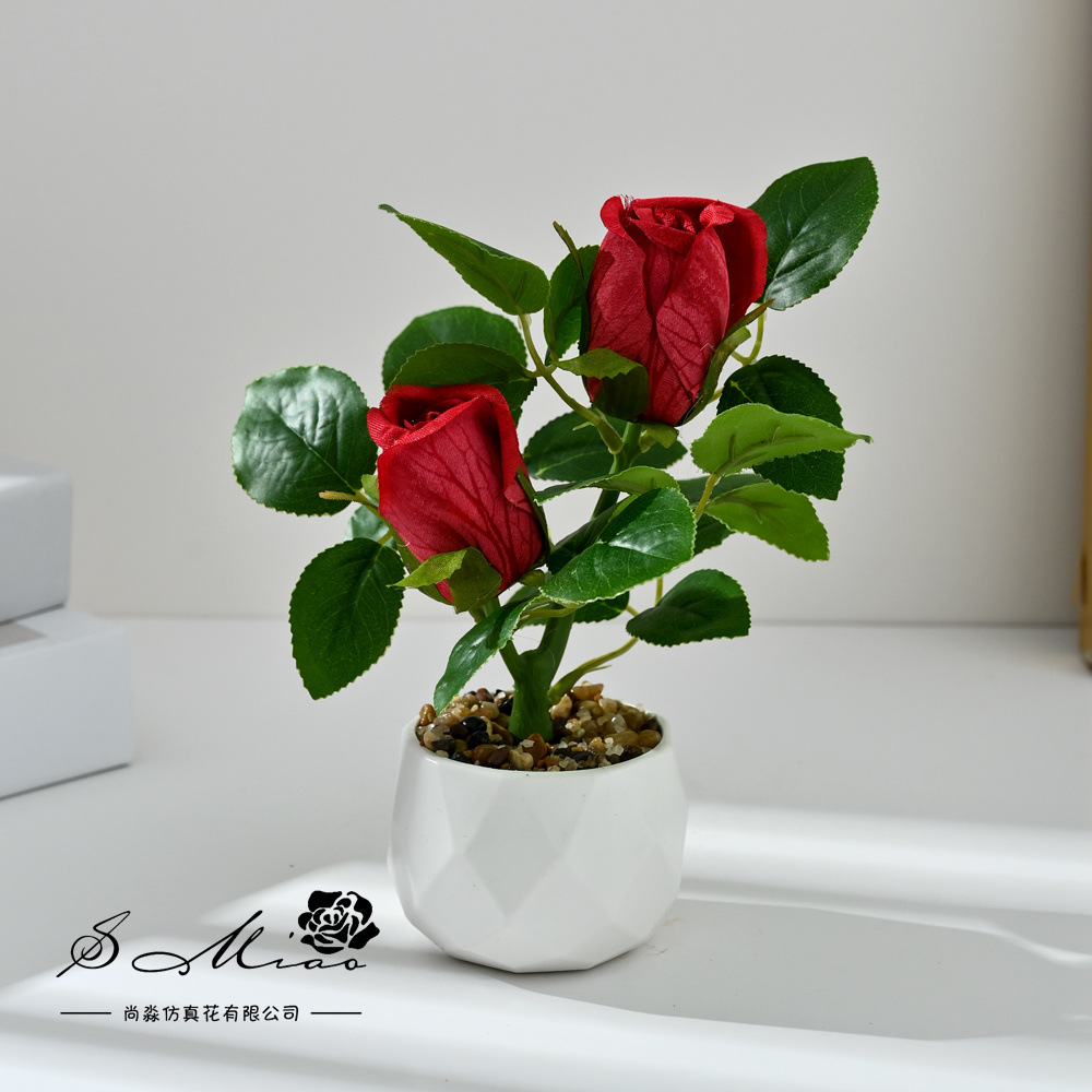 Transfronterizos de dos cabezas de tortuga bonsai de moda imitación de flores falsas decoración del hogar fotografía ornamentos de flores artificiales de boda image 1
