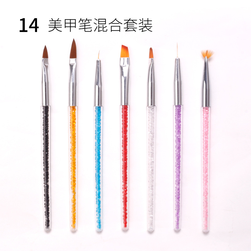 Cruz-frontera manicura 15 piezas conjunto pluma de fototerapia pluma de cristal pluma de silicona taladro de la pluma dibujo línea pintura cepillo colección
