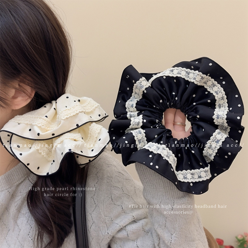 El encaje de alta sensación de punto de onda del intestino grueso anillo de cabello para mujeres 2025 nuevo cabello de alta elasticidad bola de cabello correa de cabello