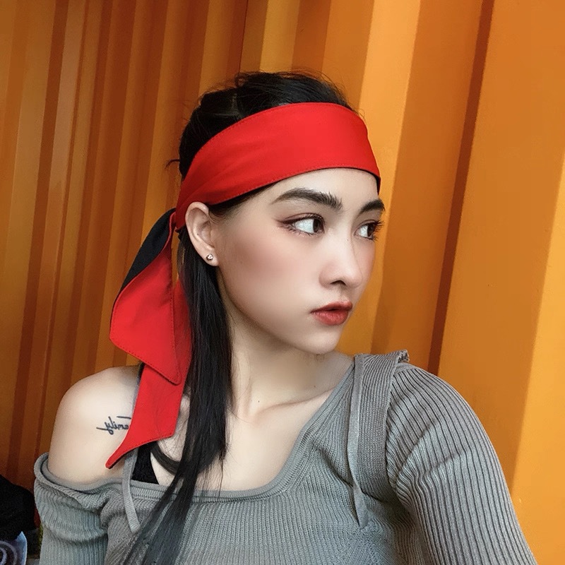 Men's and Women's Sports Headbands, Sweat-Absorbent Headscarves, Breathable, Quick-Drying Hairbands, Solid Color Tennis Headbands, Tie-On Pirate Headscarves