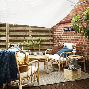 Rattan Sofa Natural Real Rattan Japanese Style Sun Room Rattan Courtyard Sofa Combination Indonesian Single Leisure B&B New Product