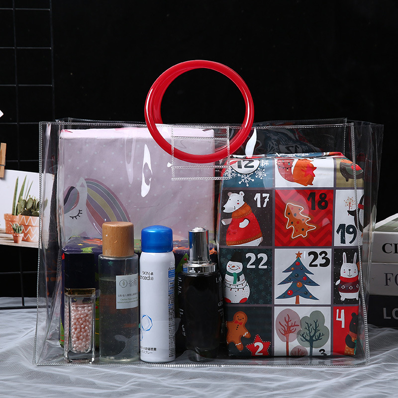 透明PVC手提袋礼物饰品袋端午礼品袋ins喜糖婚庆伴手礼袋定logo