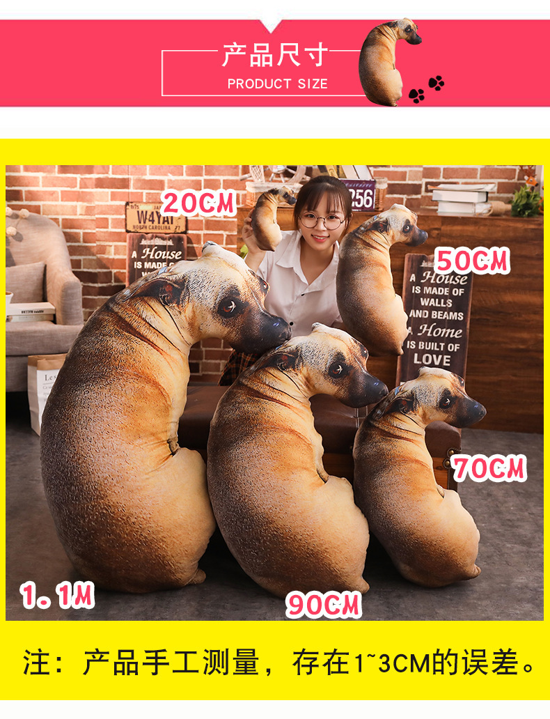 Creative Artificial 3D Stereo Dog Pillow Kitten Plush Toy Doll KiDsren's Gift BirthDay Gift Doll