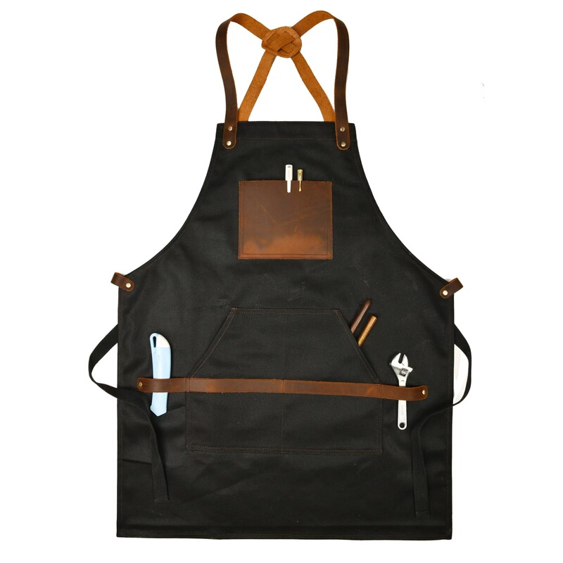 Wholesale custom European and American vintage oil wax over wax canvas work apron heavy duty barbecue display props