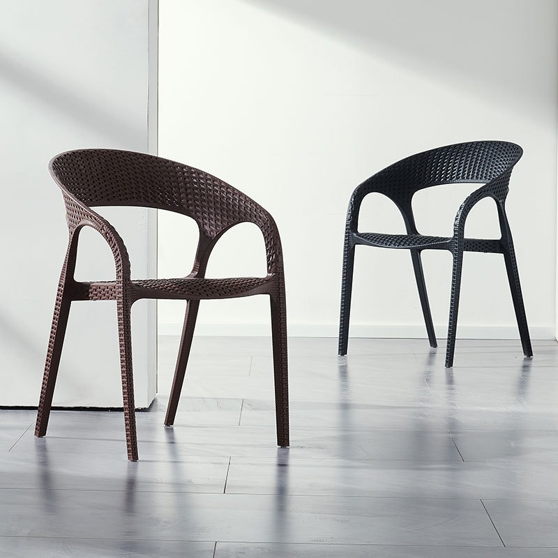 Silla de plástico de caña silla de comedor casual al aire libre simple respaldo impermeable a prueba de agua silla de plástico al aire libre
