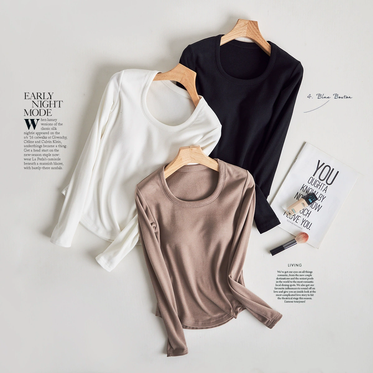 Шелковый белок U-образный воротник термобелье